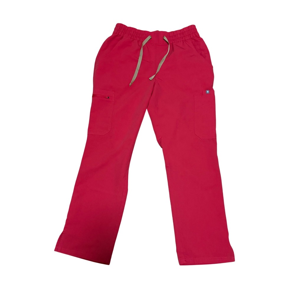 FIGS Livingstone Ruby Scrub Pants Medium Petite Red Cargo Straight Leg Nurse